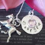 Cowgirl Necklace-horse Charm-hand Stamped..