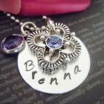Wedding-purple-flower Girl Necklace-personalized..