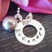 Personalized Hand Stamped Name Necklace-Baseball Charm