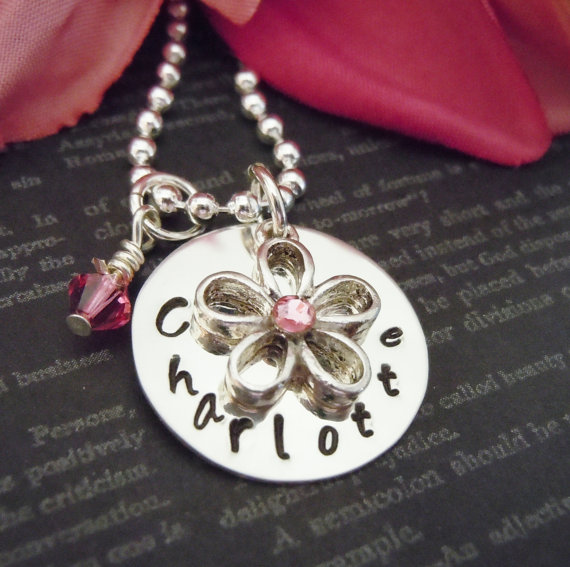 Personalized Flower Girl Or Junior Bridesmaid Necklace-flower Girl Gifts-hand Stamped Jewelry-pearl