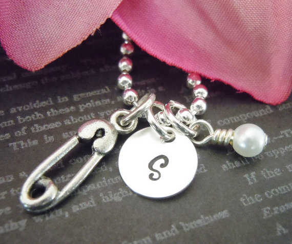 Baby-personalized Hand Stamped Jewelry-mommy Jewelry-gift Jewelry- Baby Initial-baby Keepsake