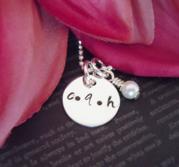 Hand Stamped Jewelry-mother Necklace-personalized Jewelry-pearl Charm